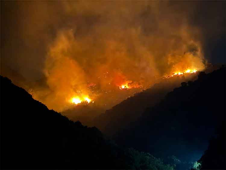 Un'immagine de vasto incendio in corso